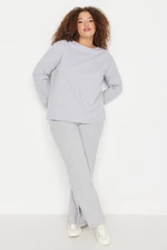 Trendyol Curve Gray Knitted Pajamas with Slits.