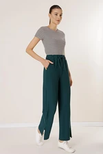 By Saygı Elastic Waist Side Slit Pocket Knitted Trousers