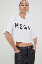 Bavlnené tričko MSGM dámsky,biela farba,3641MDM137.247002