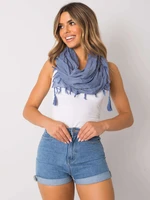 Lady's dark blue scarf with fringe