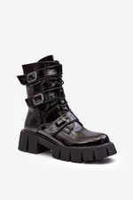 Women's Patent Black S.Barski Work Boots