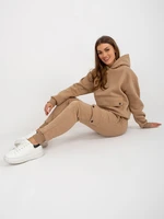 Dark beige tracksuit with oversized sweatshirt