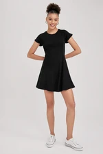 DEFACTO Crew Neck Camisole Raglan Sleeves Mini Short Sleeve Knitted Dress
