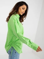 Light green women's oversize shirt with collar