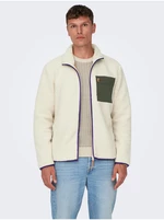 Cream men's faux fur jacket ONLY & SONS Dallas - Men