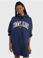 Navy Blue Women's Hooded Sweatshirt Dress Tommy Jeans