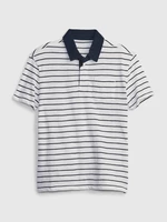 Blue and White Boys' Striped Polo Shirt GAP