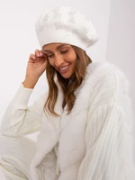 Ecru women's beret with rhinestones