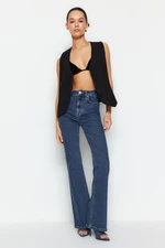 Trendyol Dark Blue High Waist Flare Jeans