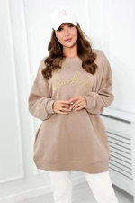 Insulated sweatshirt with Ciao Bella inscription dark beige