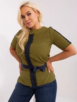 Yellow and dark blue blouse plus size with Deann lace