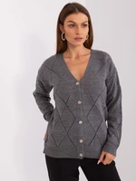 Dark grey openwork sweater with an admixture of RUE PARIS wool