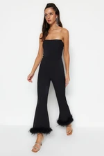 Trendyol Black Weave Underwire Detailed Fitted Overalls