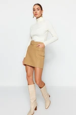 Trendyol Mink Belt Detailed Stamp Fabric Mini Woven Skirt