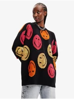 Černý dámský vzorovaný oversize svetr Desigual Smiley - Dámské