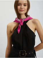 Orsay Tmavě růžový dámský vzorovaný saténový šátek - Dámské