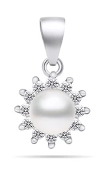 Brilio Silver Pôvabný perlový prívesok so zirkónmi PT88W