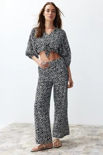 Trendyol Black Zebra Patterned Blouse Trousers Woven Bottom-Top Set