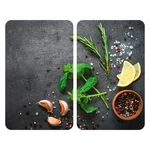 Zestaw 2 szarych szklanych płyt ochronnych na kuchenkę Wenko Universal Herbs