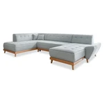 Jasnoszara rozkładana sofa w kształcie litery "U" Miuform Dazzling Daisy, lewostronna