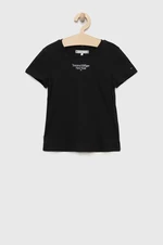 Dětské bavlněné tričko Tommy Hilfiger černá barva