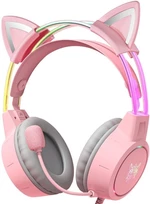 Onikuma X15 PRO Double-Head Beam RGB Wired Gaming Headset With Cat Ears Roz căşti PC