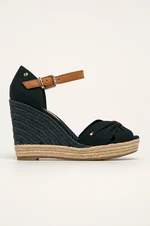 Sandály Tommy Hilfiger BASIC OPENED TOE HIGH WEDGE tmavomodrá barva, FW0FW04784