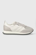 Kožené sneakers boty Calvin Klein LOW TOP LACE UP MIX šedá barva, HM0HM01280