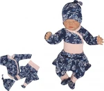 Z&amp;Z 3-dílná soupravička body, polodupačky s volánkem a čepička Květinka, granát, pudrová, vel. 68 (3-6m)