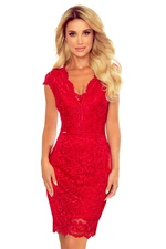 Lace dress with short sleeves and neckline Numoco
