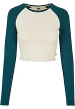 Women's Organic Cropped Retro Baseball Long Sleeves with White Sand/Jasper Women's Organic Cropped Retro Baseball Long Sleeves with White Sand/Jasper