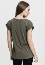 Women's olive T-shirt with extended shoulder