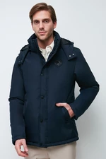 River Club Men's Navy Blue Camouflage Hooded Water And Windproof Winter Coat & Parka