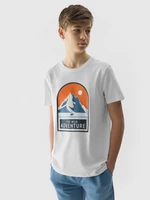 Chlapecké tričko z organické bavlny s potiskem - bílé