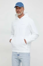 Bavlněná mikina Calvin Klein Jeans pánská, bílá barva, s kapucí, s potiskem, J30J325490