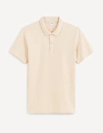 Krémové pánske basic polo tričko Celio Feflame