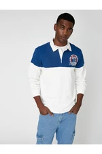 Koton Polo Neck Sweatshirt College Printed Button