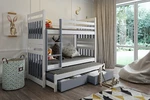 Patrová dětská postel Todd, 90x200cm, bílá/šedá