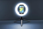 Tripod Cellularline Selfie Ring s LED osvětlením pro selfie fotky a videa, černá