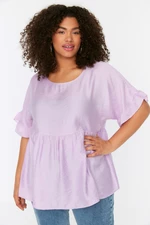 Trendyol Curve Lilac Knitted Ruffle Blouse