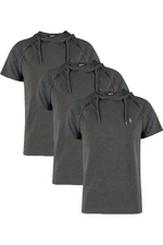TRIPLE SET T8570 DEWBERRY HOODED MEN'S T-SHIRT-ANTHRACITE-ANTHRACITE-ANTHRACITE TRIPLE SET T8570 DEWBERRY HOODED MEN'S T-SHIRT-ANTHRACITE-ANTHRACITE-ANTHRACITE