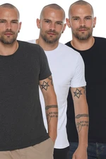 TRIPLE SET T8569 DEWBERRY BICYCLE COLLAR MEN'S T-SHIRT-ANTHRACITE-WHITE-NAVY BLUE TRIPLE SET T8569 DEWBERRY BICYCLE COLLAR MEN'S T-SHIRT-ANTHRACITE-WHITE-NAVY BLUE