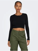 Black women's cropped ribbed sweater ONLY Karol - Women