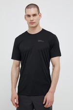 Športové tričko Jack Wolfskin Tech čierna farba, jednofarebné, 1807072