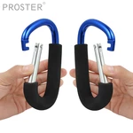 PROSTER 2PCS Multifunction Lockable Shopping Bag Hanger Hook Baby Carriage Buckle Heavy Duty Clip Carrying Tool Aluminium Alloy