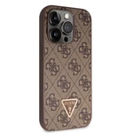 Zadní kryt Guess PU 4G Strass Triangle Metal Logo pro Apple iPhone 15 Pro, brown