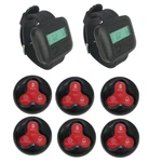 Wireless Waiter Calling System 2 Wrist Watch Receiver + 6 Waterproof Buttons  for Fast Food Restaurant Church Office Bar