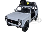 1980 Lada Niva Gray with Black Doors "Vagabund M" with Roof Rack and Accessories 1/18 Diecast Model Car by Solido