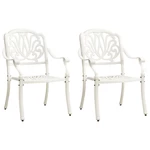 Garden Chairs 2 pcs Cast Aluminum White
