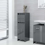 Bathroom Cabinet High Gloss Gray 11.8"x11.8"x37.4" Chipboard